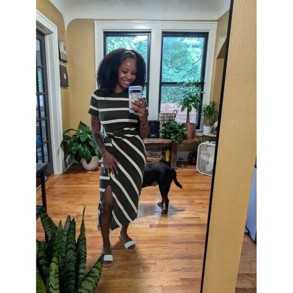 Tanya Taylor Green Striped Cody Midi Dress  Size XS - Picture 10 of 10